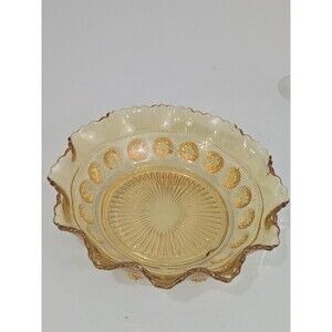 Vintage Davidson Amber Glass Bowl Blackberry Prunt Art Deco 1930s Scalloped...
